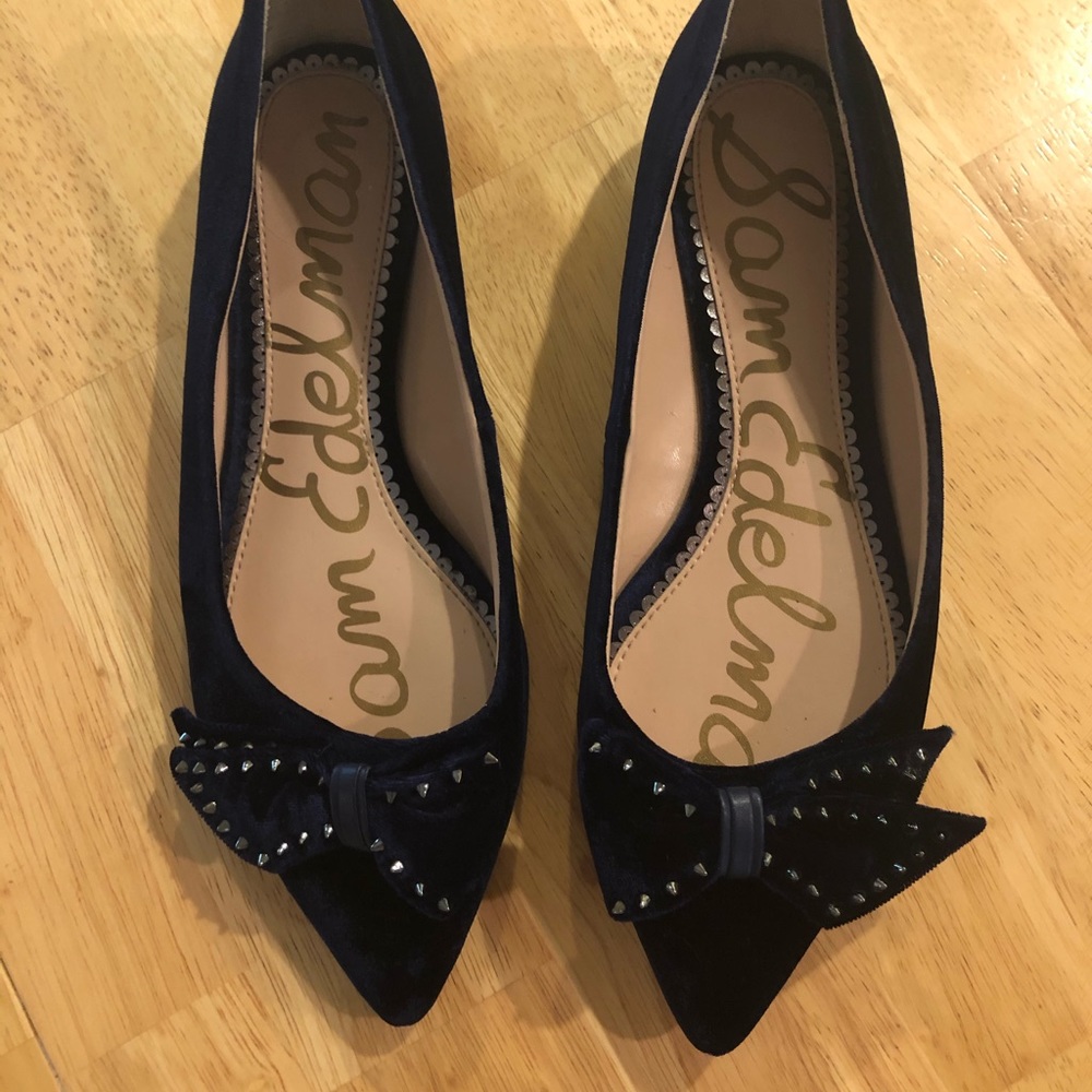 Sam Edelman raisa bow pointed flats navy blue